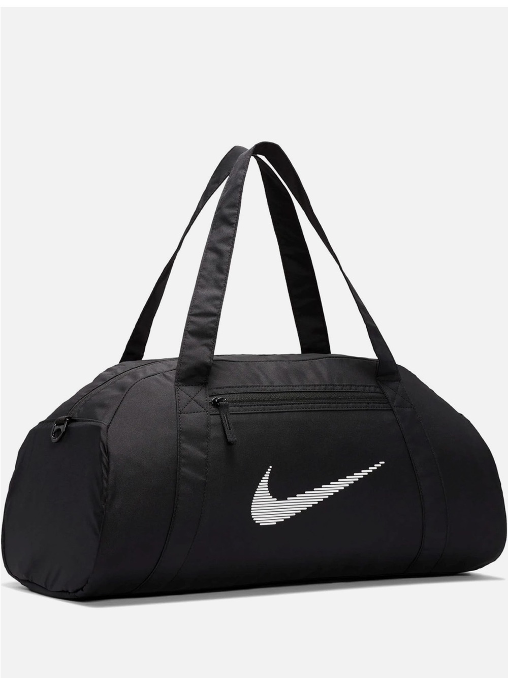 Nike Black Duffel Bag with White Striped Swoosh  fitness bag